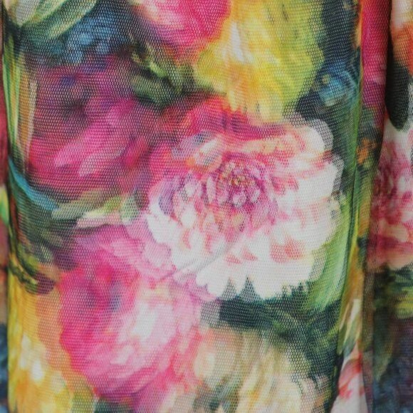 Leith Women's Extra Small Multicolor Floral Pull On High Waist Midi Skirt - Picture 5 of 7